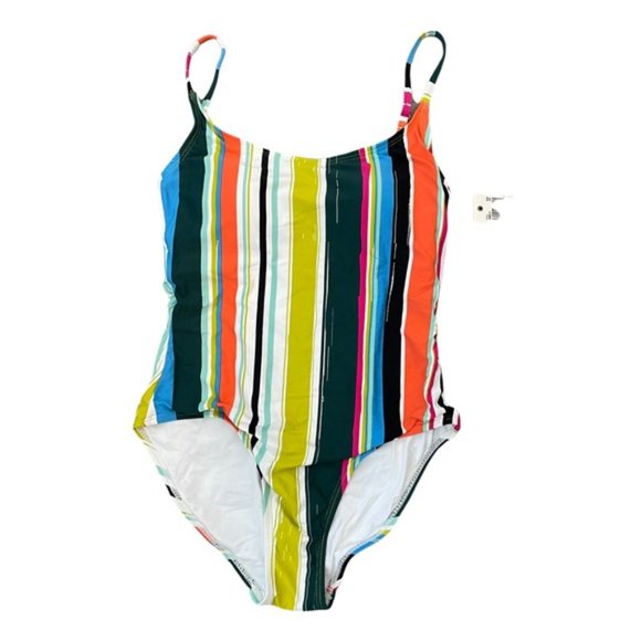 ANNE COLE Classic Lingerie Maillot Striped Multicolor Bathing Suit Size 8 NWT - Picture 2 of 5